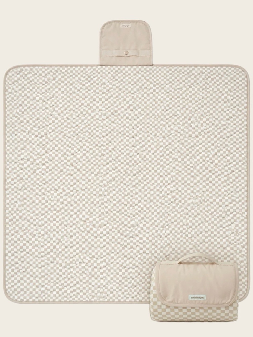 Beige Check Quilted Baby Play Mat